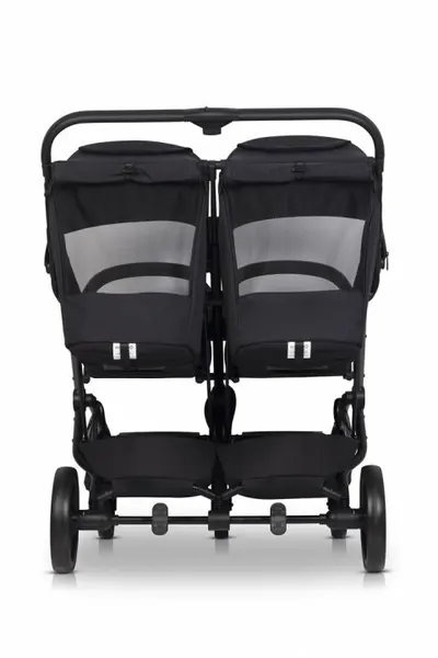 Carucior pentru gemeni EasyGo Echo, ultrapliabil, cu suspensii, spatar si suport picioare reglabile, usor si manevrabil, omologat EN1888, accesorii incluse, Ebony Black