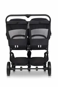 Carucior pentru gemeni EasyGo Echo, ultrapliabil, cu suspensii, spatar si suport picioare reglabile, usor si manevrabil, omologat EN1888, accesorii incluse, Ebony Black