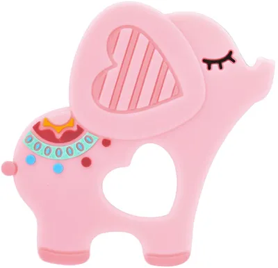 Dispozitiv de dentitie din silicon Lorelli Baby Care - Elefantul Lucky, roz