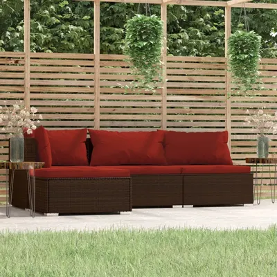 Gossi set mobilier de gradina cu perne, 4 piese, maro, poliratan