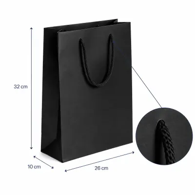Pungi cadou dreptunghiulare uni - negru (set 12 buc) - Medie - 26x32x10cm