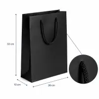 Pungi cadou dreptunghiulare uni - negru (set 12 buc) - Medie - 26x32x10cm
