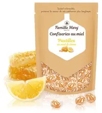 Bomboane din plante cu miere și lămâie pentru gât sănătos, 250 g, Famille Mary