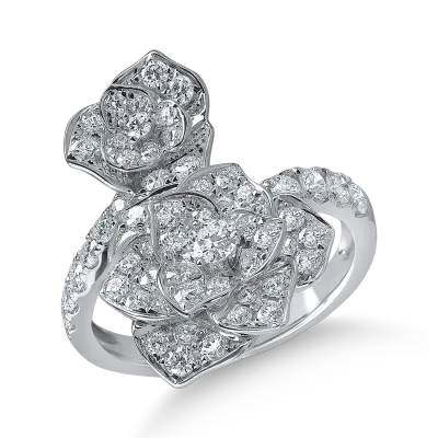 Inel floral din aur alb cu diamante de 1.2ct