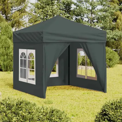 vidaXL Cort pliabil pentru petrecere, pereți laterali, antracit, 2x2 m