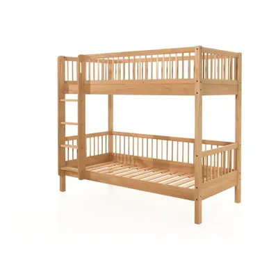 Pat pentru copii în culoare naturală supraetajat din lemn de stejar 90x200 cm Forrest – Vipack