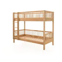 Pat pentru copii în culoare naturală supraetajat din lemn de stejar 90x200 cm Forrest – Vipack