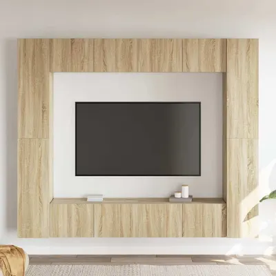vidaXL Set de dulapuri TV, 8 piese, stejar sonoma, lemn prelucrat
