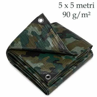 Prelata universala multifunctionala, 5x5 m, 90 g/mp, rezistenta la apa, soare, vant