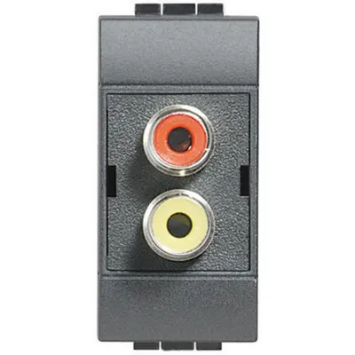 Conector dublu de tip RCA LiVing Light - Antracit - 1 modul