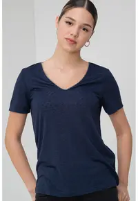 Tricou cu decolteu in V Balga - Bleumarin