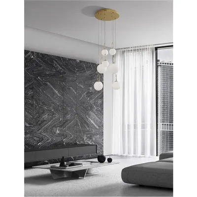 Lampa suspendata HOOK Satin Auriu Metal & Opal Alb Sticla LED 52 Wat 230 Volt 4815Lm 3000K IP20