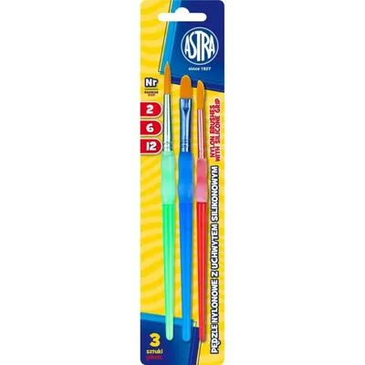 Set de pensule de pictură Astra - Cu mâner ergonomic, 3 buc