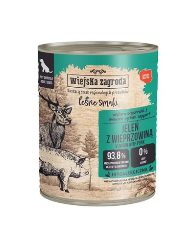 WIEJSKA ZAGRODA hrană umedă pentru câini cu cerb și porc (Gusturi de Pădure) 6x800 g