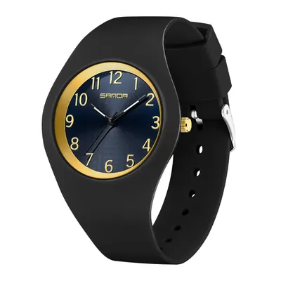 Ceas Copii Sanda 6186 Negru-Auriu - Design Sport, Analog, Rezistent la Apă 5ATM