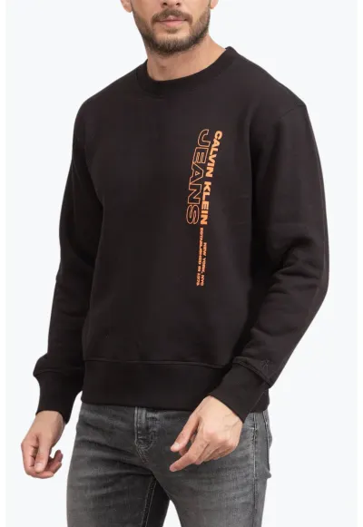 Bluza barbati molton cu imprimeu cu logo si croiala Regular Fit negru - Negru