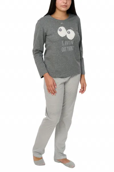Pijamale dama din bumbac, Betty, pearl gray (Marime pijama: 2XL)