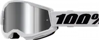 Ochelari cross atv 100% Strata 2 White, lentila oglinda, culoare rama alb