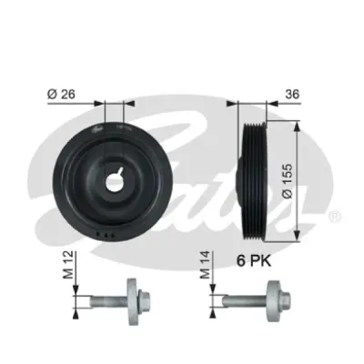 Fulie curea, arbore cotit GATES TVD1126A