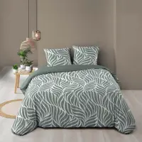 Lenjerie de pat verde din bumbac pentru pat dublu/extinsă cu 3 piese 240x220 cm Morgane – douceur d'intérieur