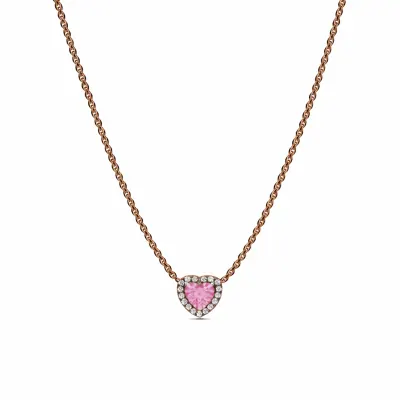 Colier Pink Heart Rose Cu Argint