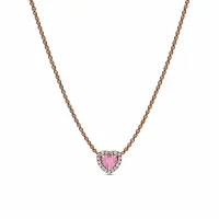 Colier Pink Heart Rose Cu Argint