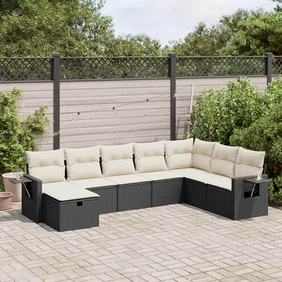 Gossi set mobilier de gradina cu perne, 8 piese, negru, poliratan