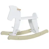 Cal tip Balansoar pentru Copii 1-3 Ani, Design Clasic din Lemn cu Manere si Suport pentru Picioare, 68x26.5x48cm, Alb HOMCOM | Aosom Romania