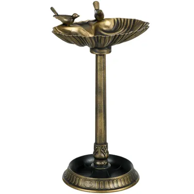 Outsunny Baie pentru păsări de grădină exterior 81 cm cu design în formă de scoică și finisaj patinat, ușoară și rezistentă, bronz | Aosom Romania