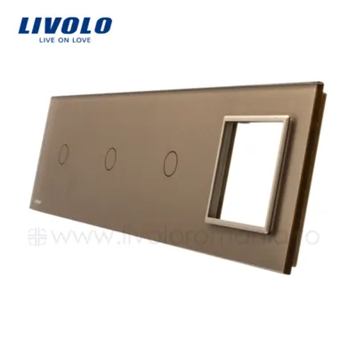 Panou intrerupator 3 x simplu + priza simpla Auriu