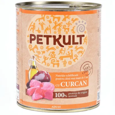Petkult Conserva Caine Adult Cu Curcan, Pachet 3 X 800 Gr