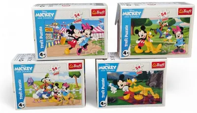 Mini-puzzle Trefl din 54 piese- Aventurile nebunești ale lui Mickey Mouse, sortiment