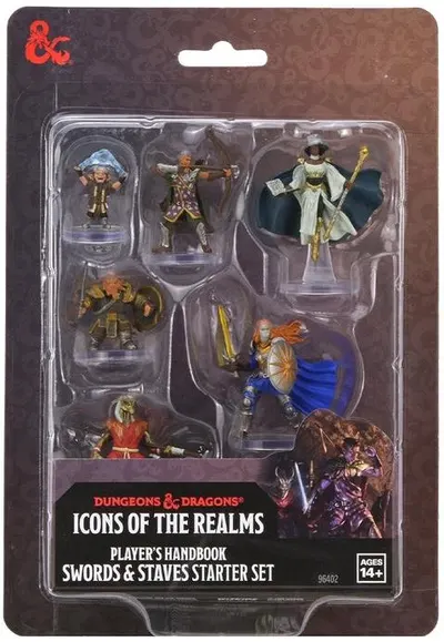 Miniaturi Wizkids Games: Dungeons & Dragons - Icons of the Realms, Player's Handbook: Swords & Staves Starter Set