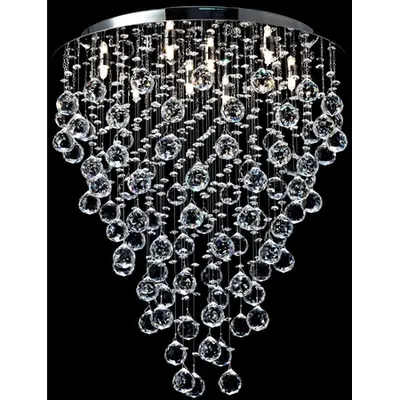 Plafoniera Modern Rockfall,9 becuri dulie G9, 230V,D.55cm, H.65 cm,Nichel