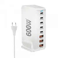 Incarcator Statie OEM, 600W, 4 x USB-A - 4 x USB-C, Alb