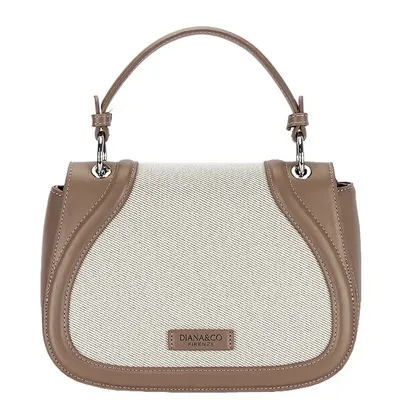 Geanta eleganta maro taupe cu insertie textila bej DHJ943-2 17