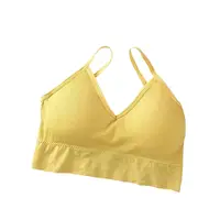Bustiera Sport pentru Dama, cu Bretele si Spatele Gol, Fara Cusaturi, Model Push Up, Marime S/M, Galben, MIX14103