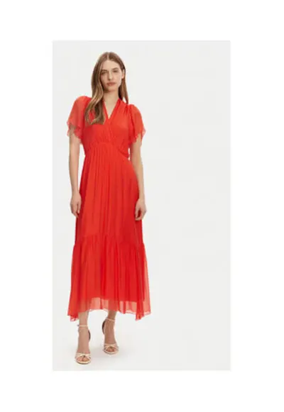 Rochie de vara portocalie - 70% viscoza - 30% matase - Portocaliu