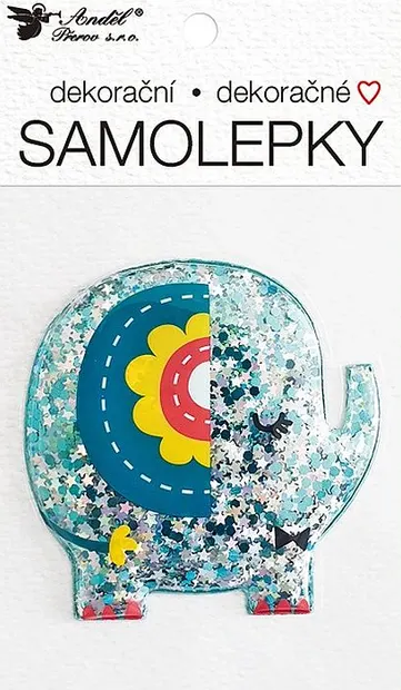Sticker voluminos Andel Prerov - Elefant, cu sclipici