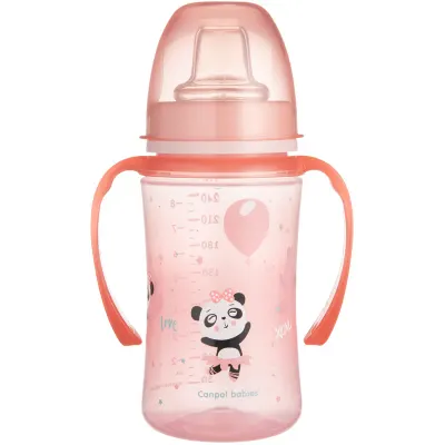 Canpol babies Exotic Animals cană pentru antrenament cu mânere 6+ m Pink 1 buc