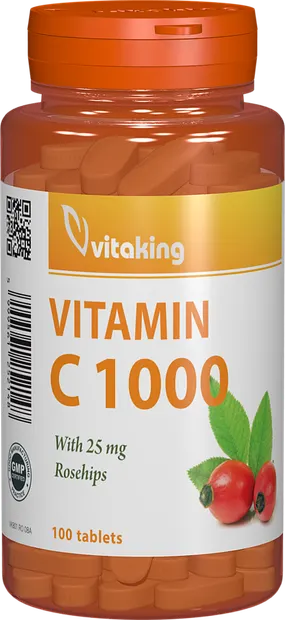 Vitamina C 1000mg cu macese, 100 comprimate, Vitaking