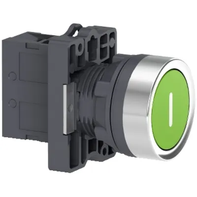 Buton cu revenire, verde-incastrat-marcat I,1NO