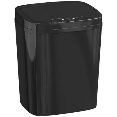 HOMCOM Coș de Gunoi Automat pentru Bucătărie 15 L cu Senzor Infraroșu și Mod Manual Inel de Fixare Rezistent la Amprente Negru | Aosom Romania