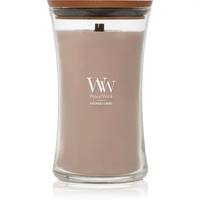 Woodwick Opulent Wood Patchouli Creme lumânare parfumată cu fitil din lemn 609.5 g