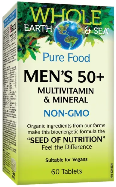 Whole Earth & Sea Men's 50+ Multivitamin & Mineral, 60 tablete, Natural Factors