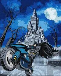 Set pentru pictură după numere Ideyka Metallic - Batcycle, 40 x 50 cm