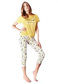 Pijama din bumbac PG33497 - Galben