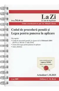 Codul de procedura penala si Legea pentru punerea in aplicare Act. 1 octombrie 2025 Ed.Spiralata