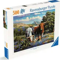 Puzzle Ravensburger din 500 de piese - Familia Beautiful Longhorn