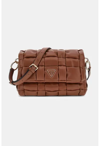 Geanta crossbody cu aspect impletit - Maro